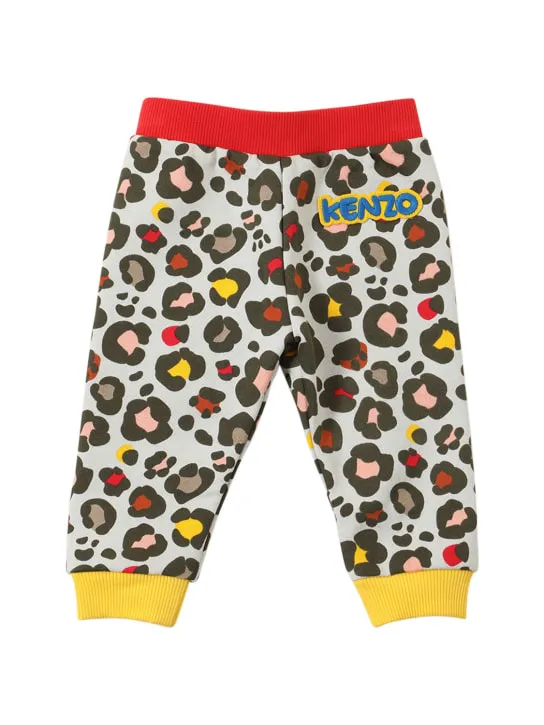 Kenzo Kids   Printed cotton jersey sweatpants w/logo 