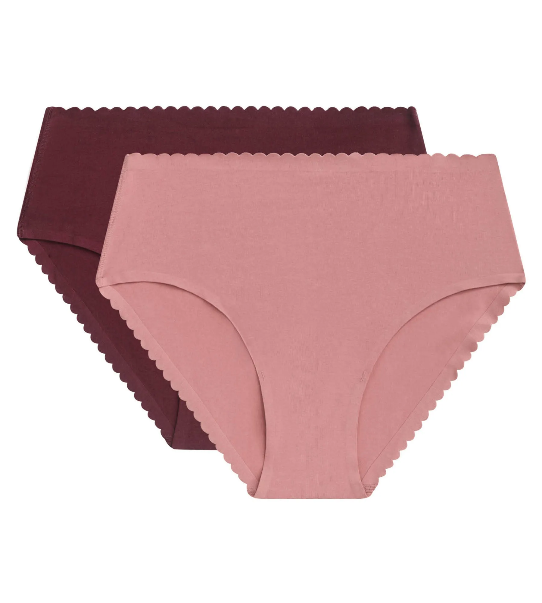 Lot de 2 culottes hautes en coton stretch Rose Rubis Body Touch Easy