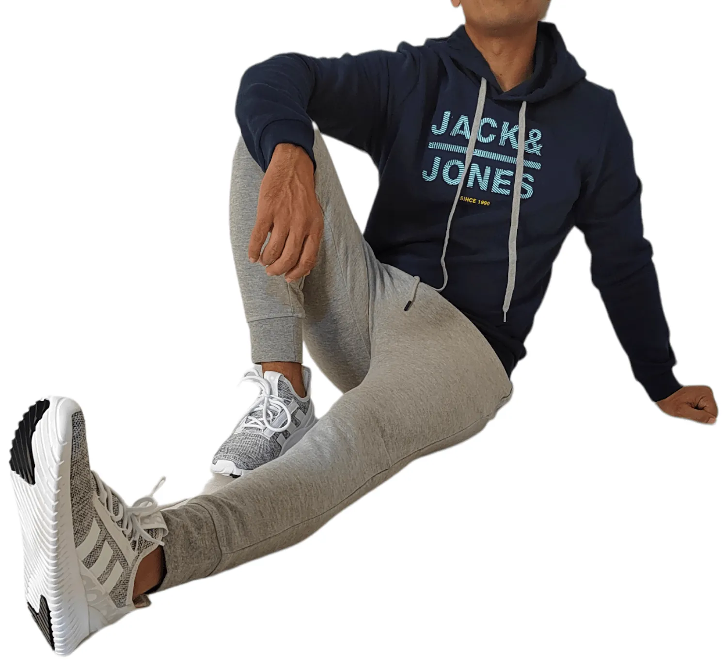 Men (Cotton) Sweatpants (slim-fit) - Light Grey