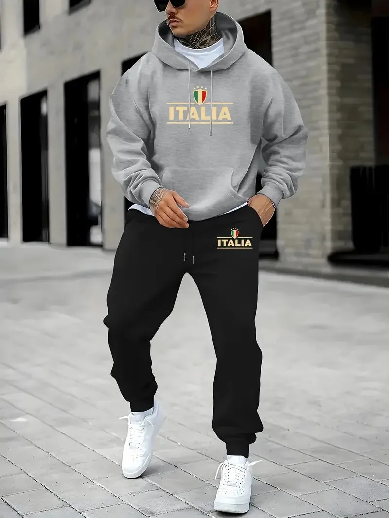 Men's Italy Print Hoodie Set