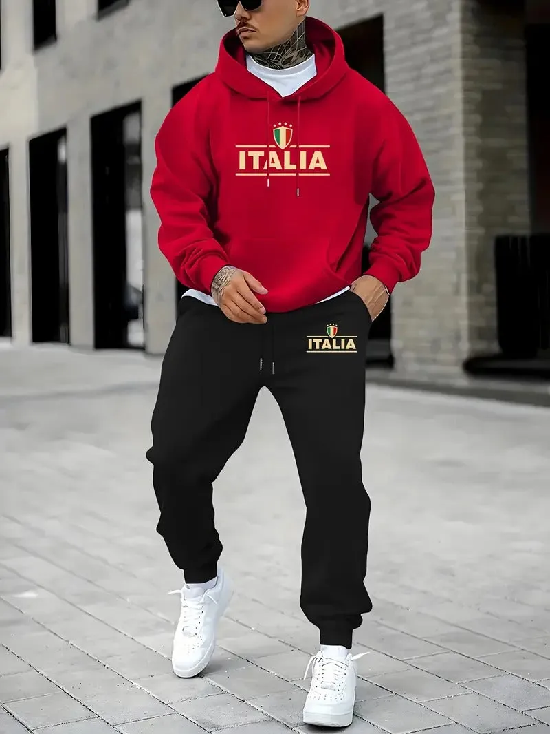 Men's Italy Print Hoodie Set