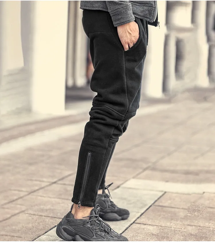 Men's Spring/Autumn Warm Thick Loose Pants With Fleece Inside