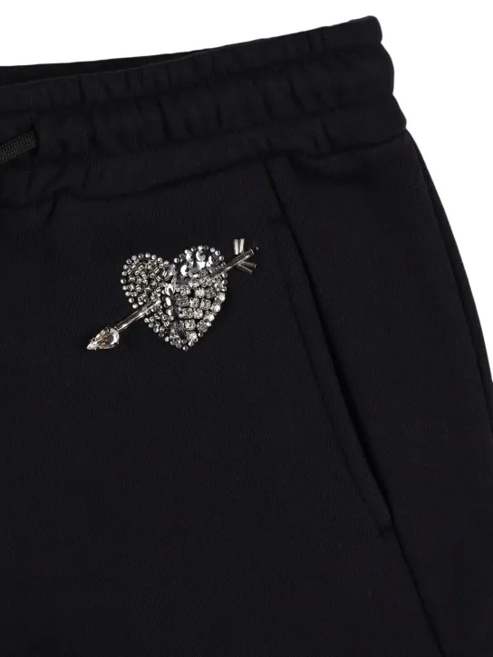 MSGM   Heart embroidered cotton sweatpants 