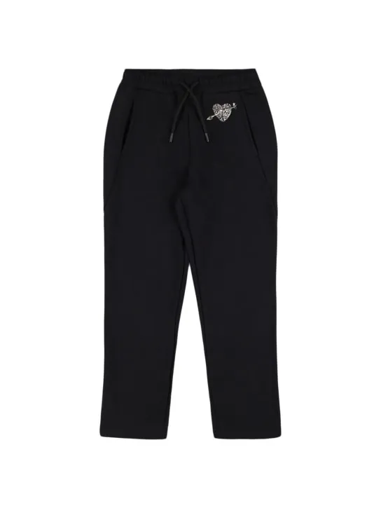 MSGM   Heart embroidered cotton sweatpants 