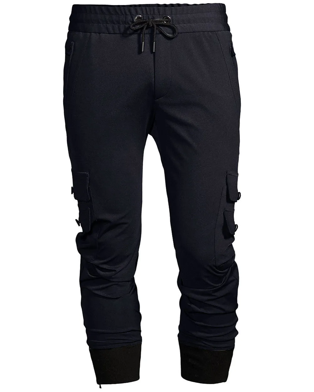 Navy Drawstring Cargo Sweatpants