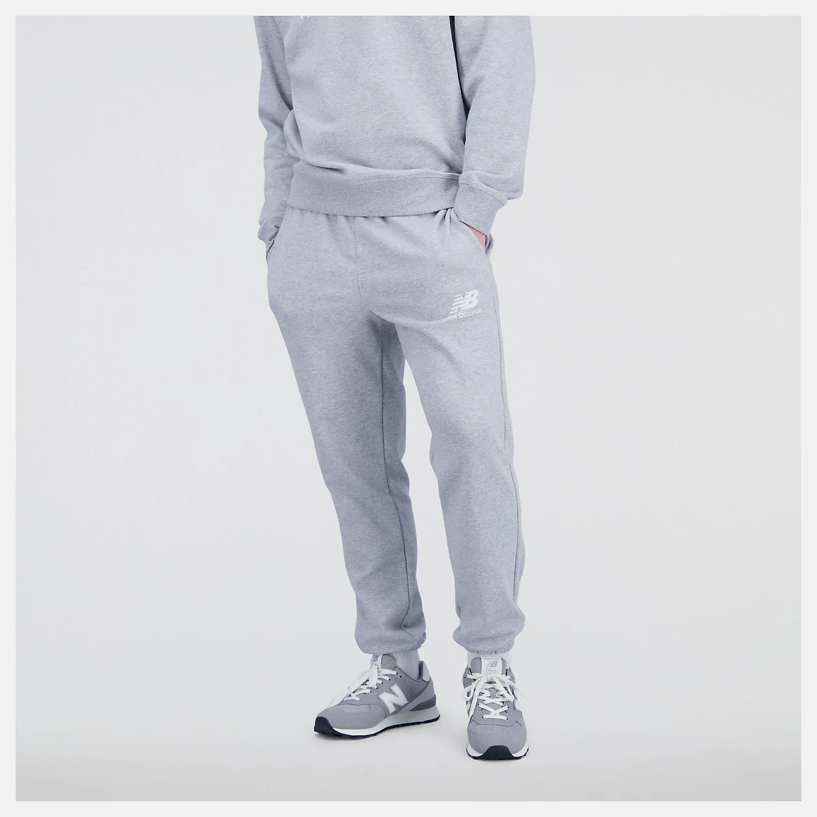 New Balance Essentials Stacked Logo French Terry Sweatpant - Mens - Grey