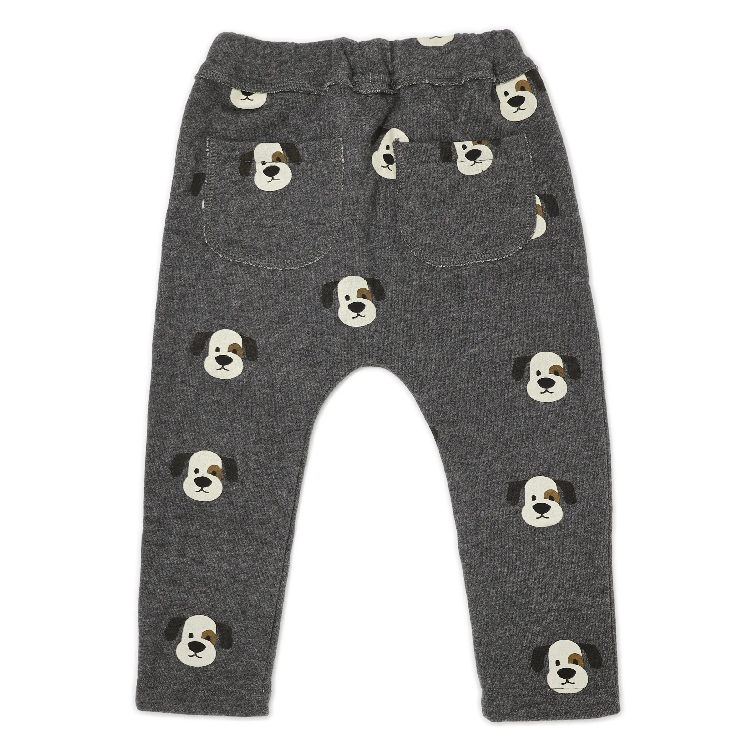 oh baby! Brooklyn Jogger Pants - Puppy Faces Print - Charcoal Pepper