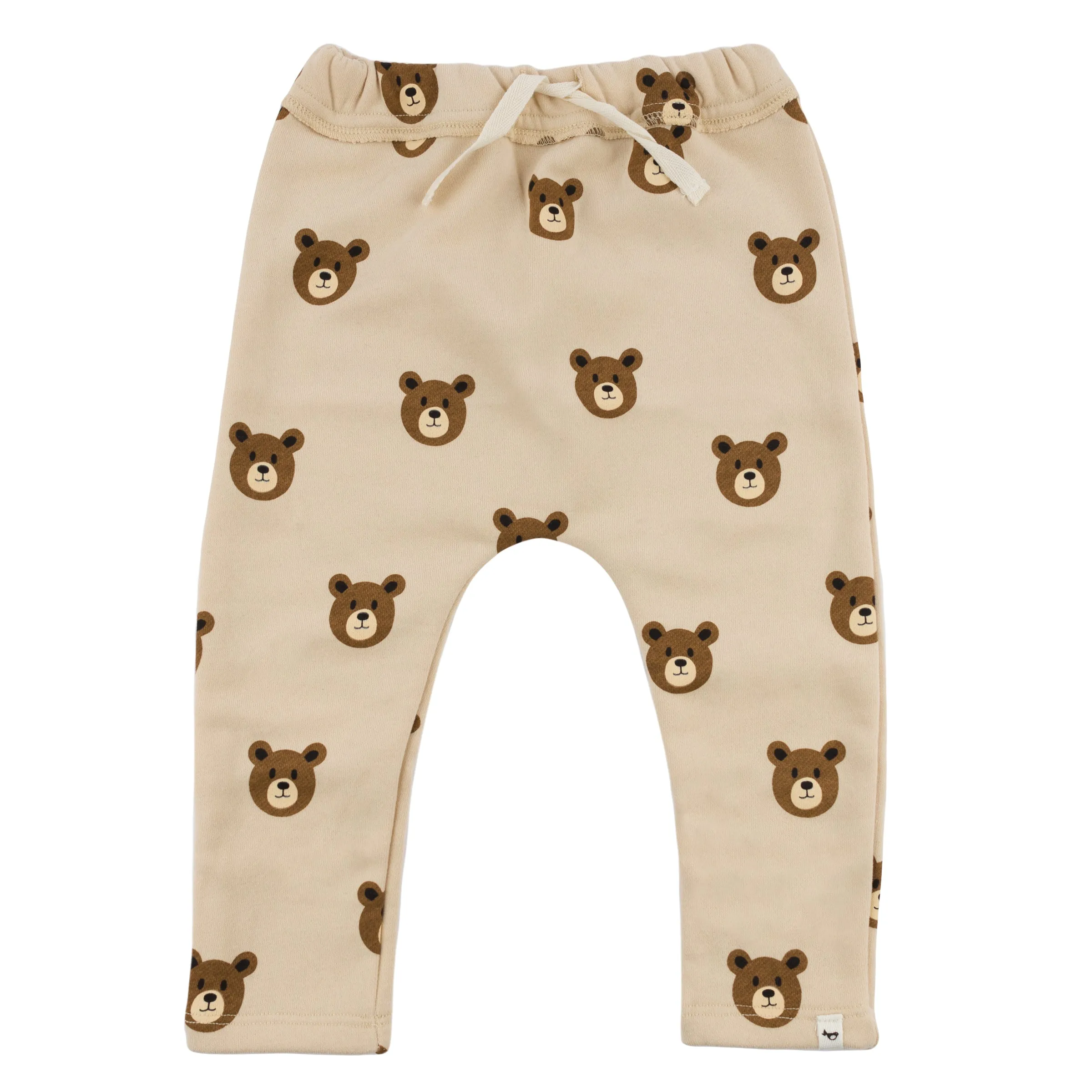 oh baby! Brooklyn Jogger Pants - Teddy Bear Face Print - Biscotti