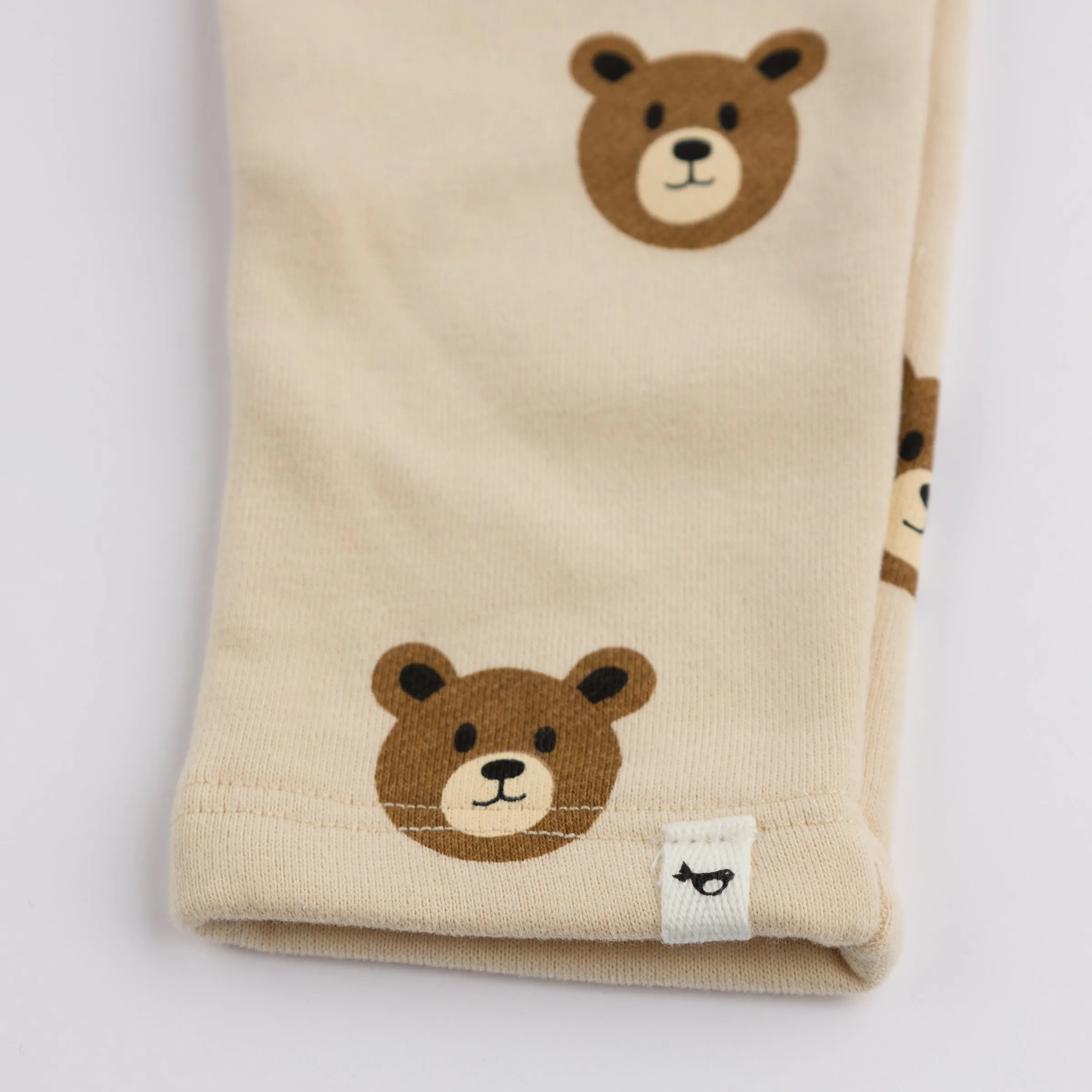 oh baby! Brooklyn Jogger Pants - Teddy Bear Face Print - Biscotti