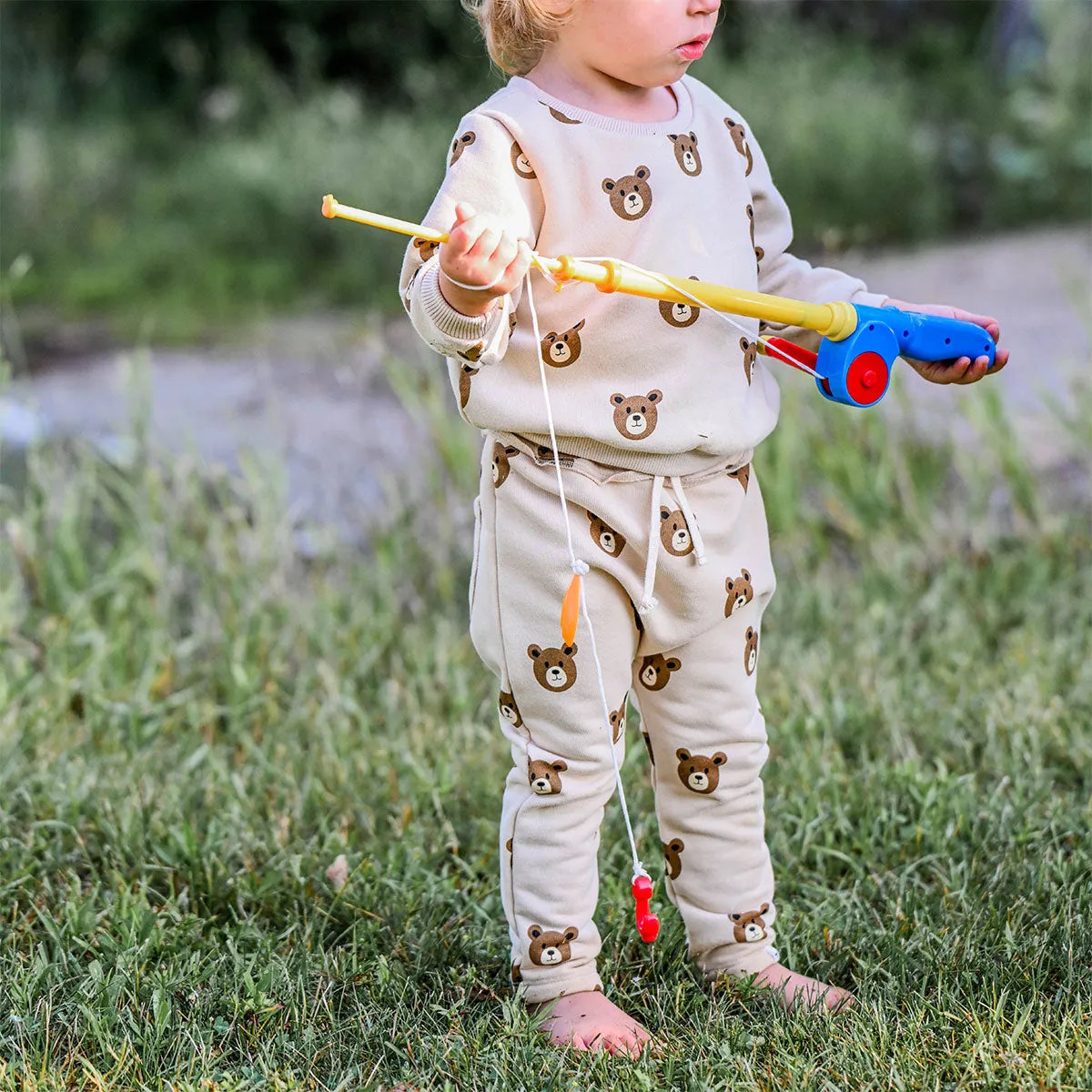 oh baby! Brooklyn Jogger Pants - Teddy Bear Face Print - Biscotti