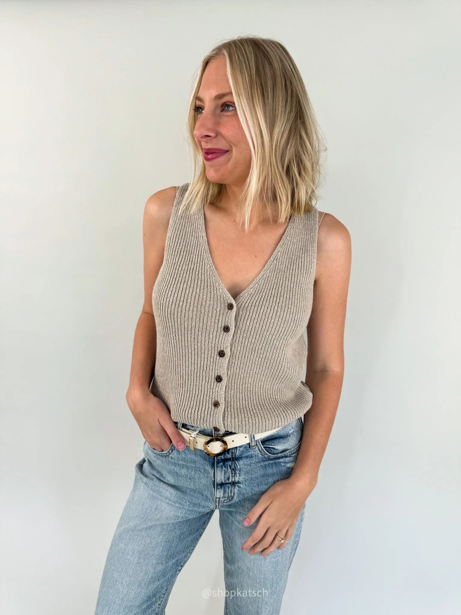 Oliva Button Up Sweater Vest