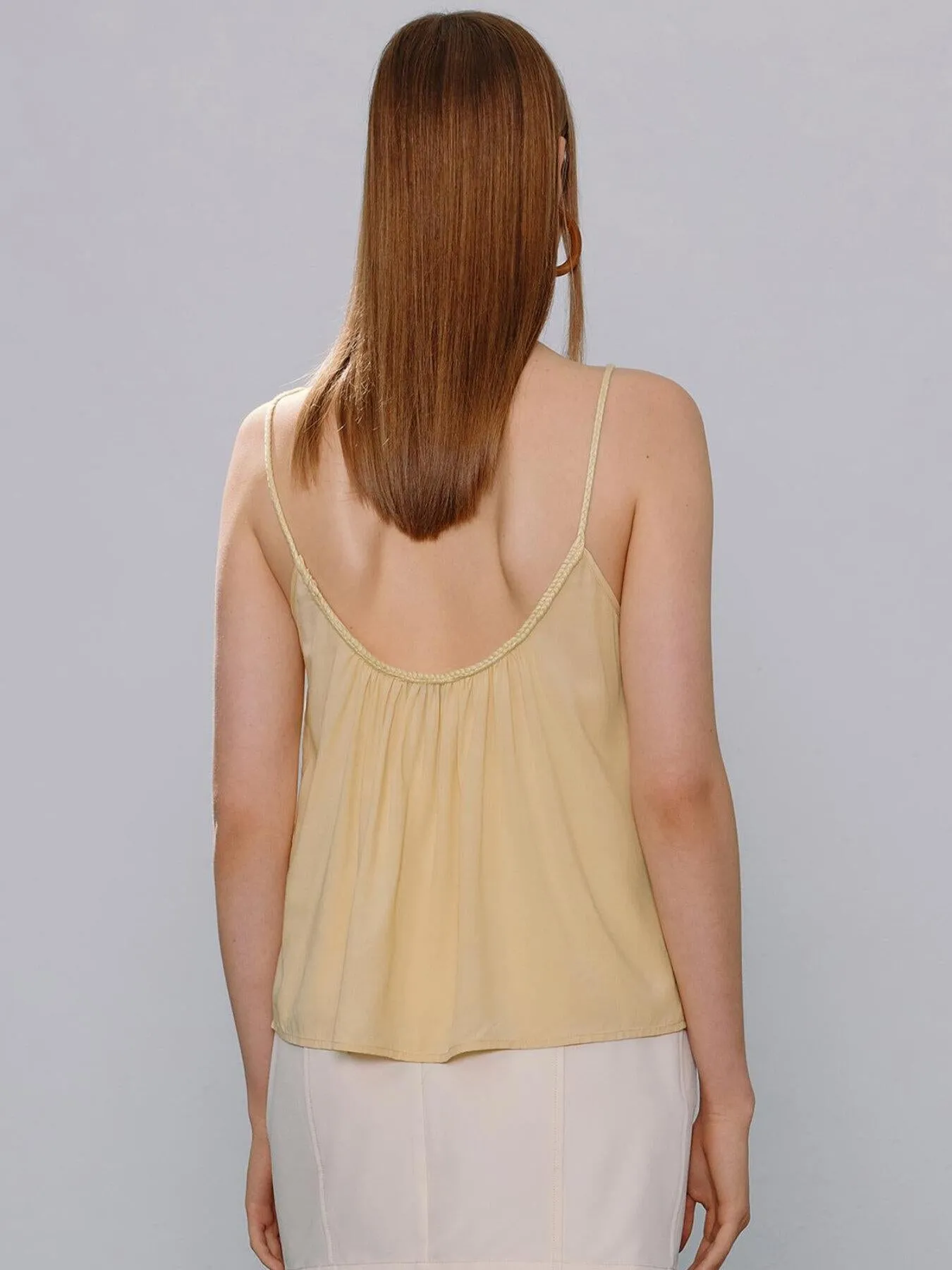 Plain Backless Plicated Cami Top