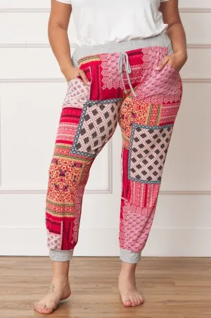 Plus Size Quilted Print Joggers