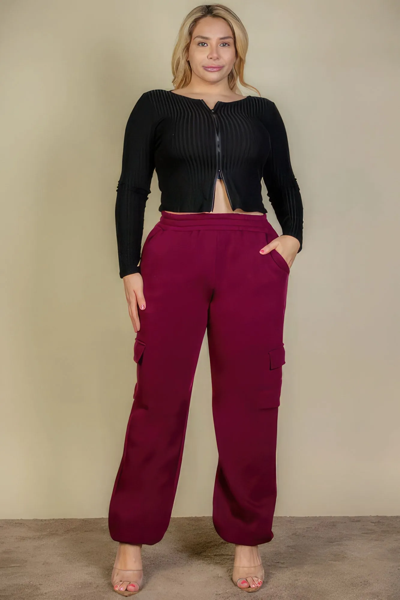 Plus Size Side Pocket Drawstring Waist Sweatpants (4 Colors)