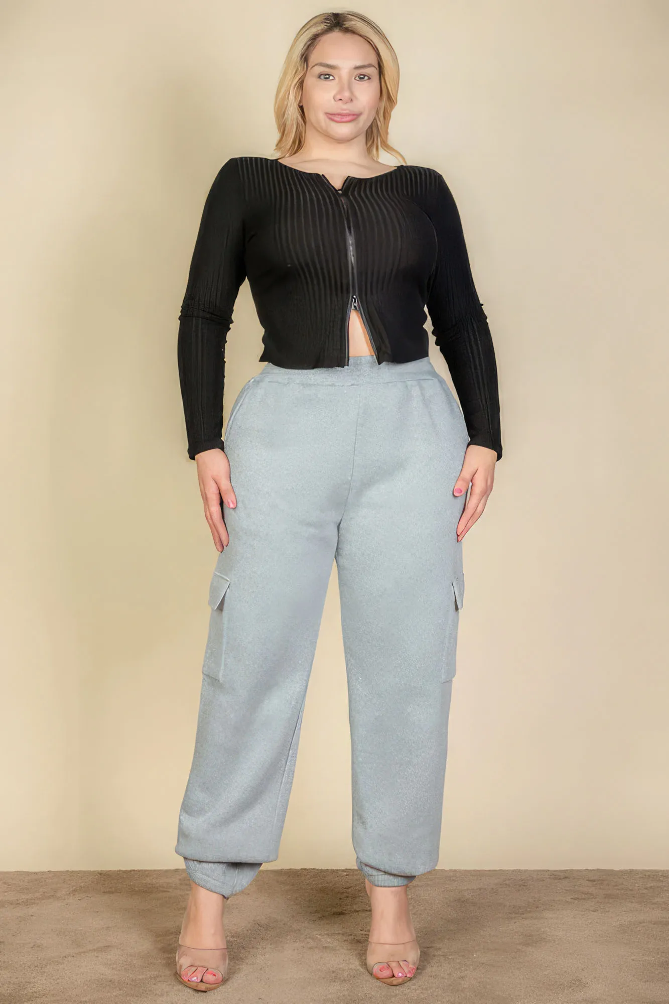 Plus Size Side Pocket Drawstring Waist Sweatpants (4 Colors)