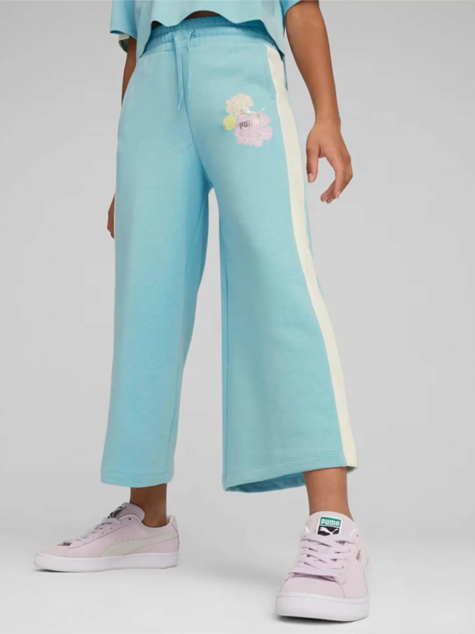 Puma Girls Sweatpants Blue Wide Leg