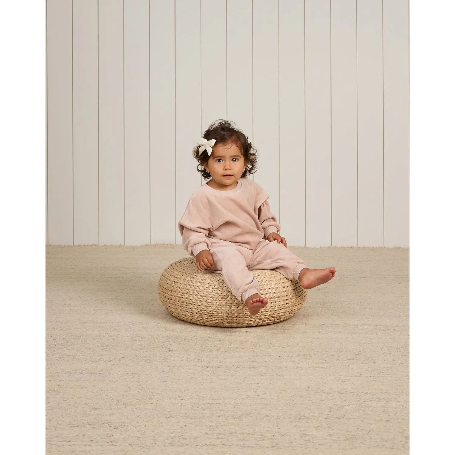 Quincy Mae Velour Relaxed Sweatshirt - Blush