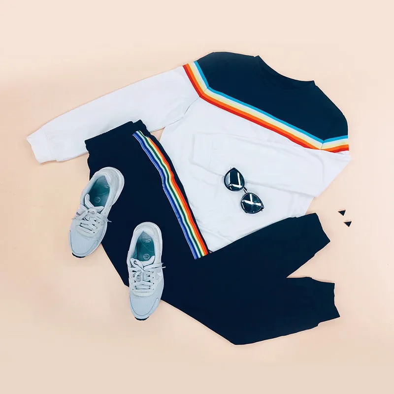 Rainbow Striped Side Sweatpants