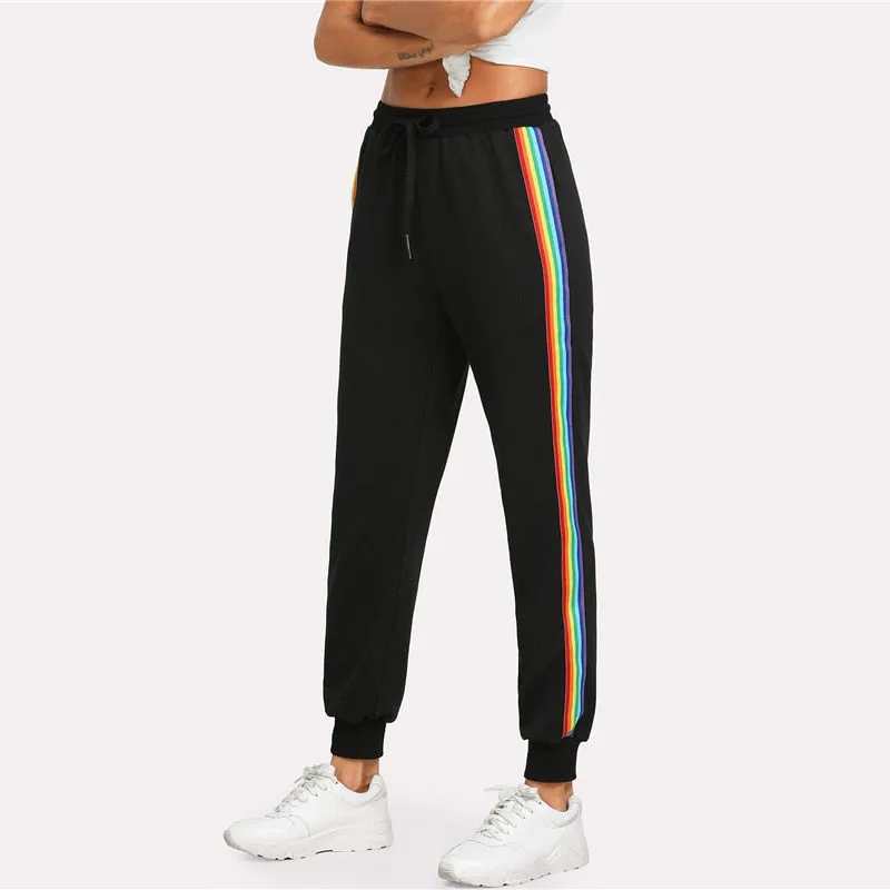 Rainbow Striped Side Sweatpants