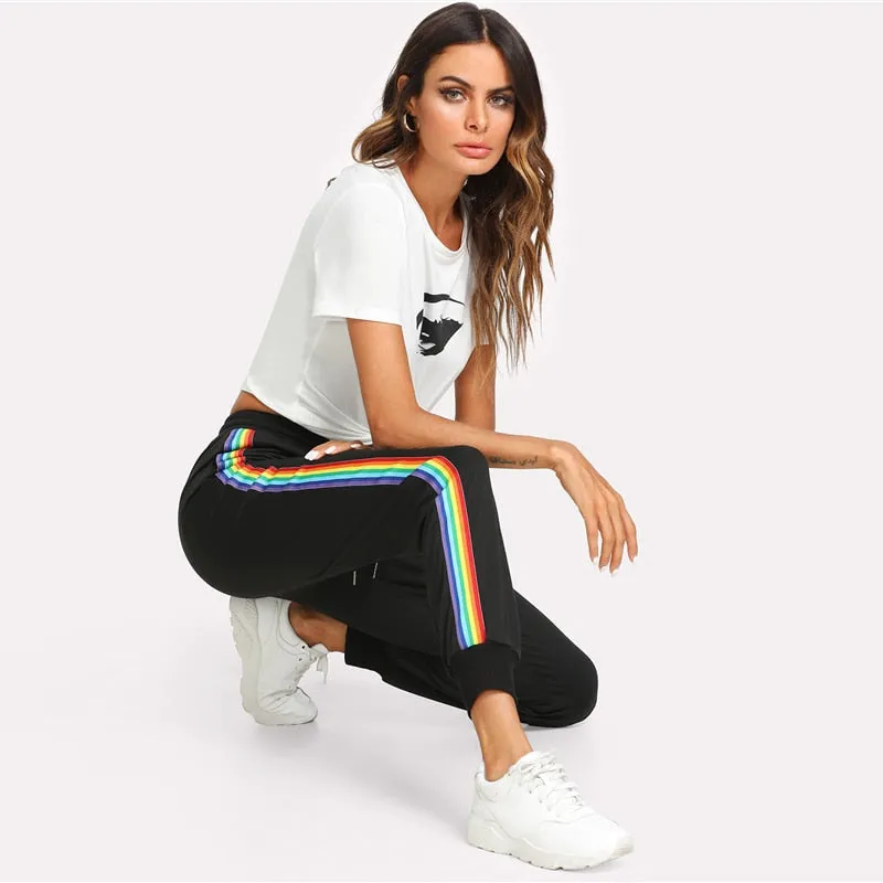 Rainbow Striped Side Sweatpants