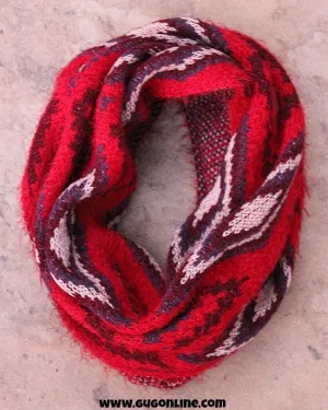 Red, Navy and Tan Aztec Infinity Scarf | ONLY 1 LEFT!