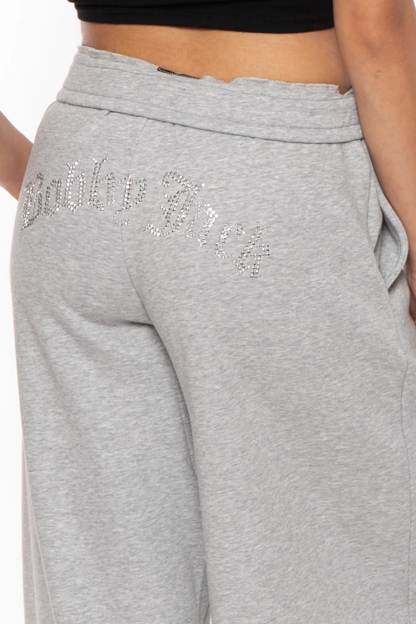 Rhinestone Bootie - Bobby Jack Wide Leg Sweats - Heather Grey