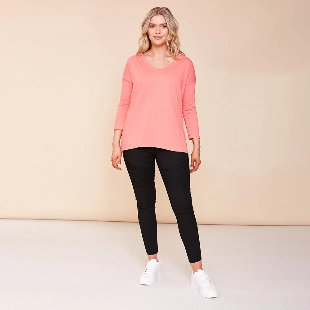 Riley V Neck Top (Coral)