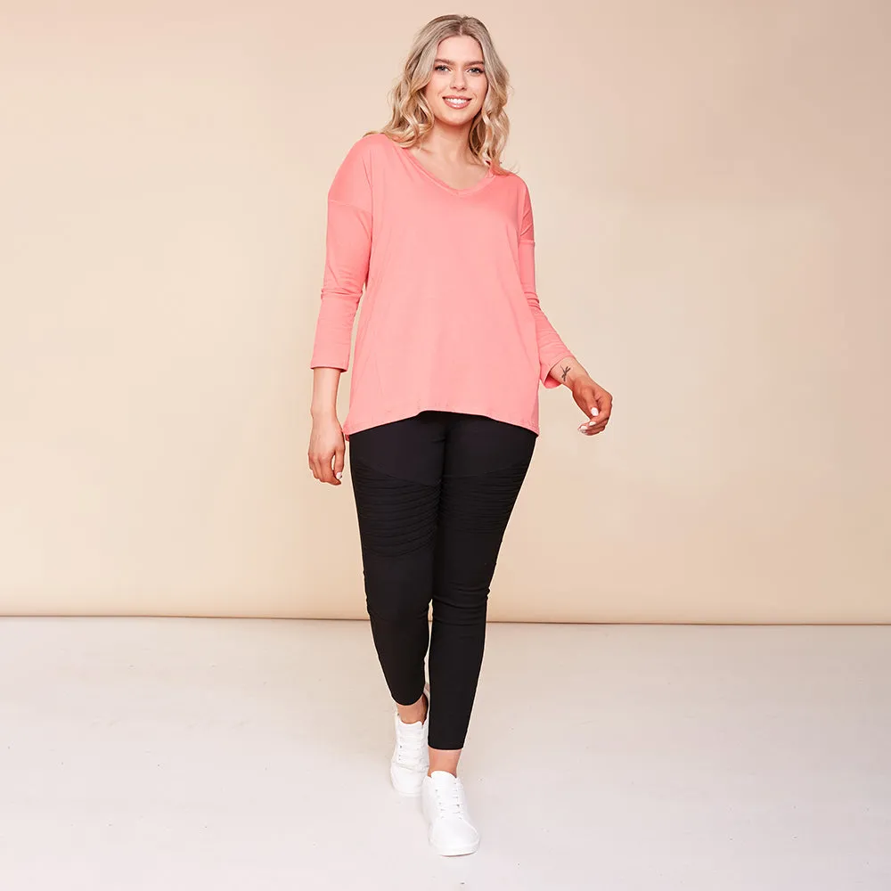 Riley V Neck Top (Coral)