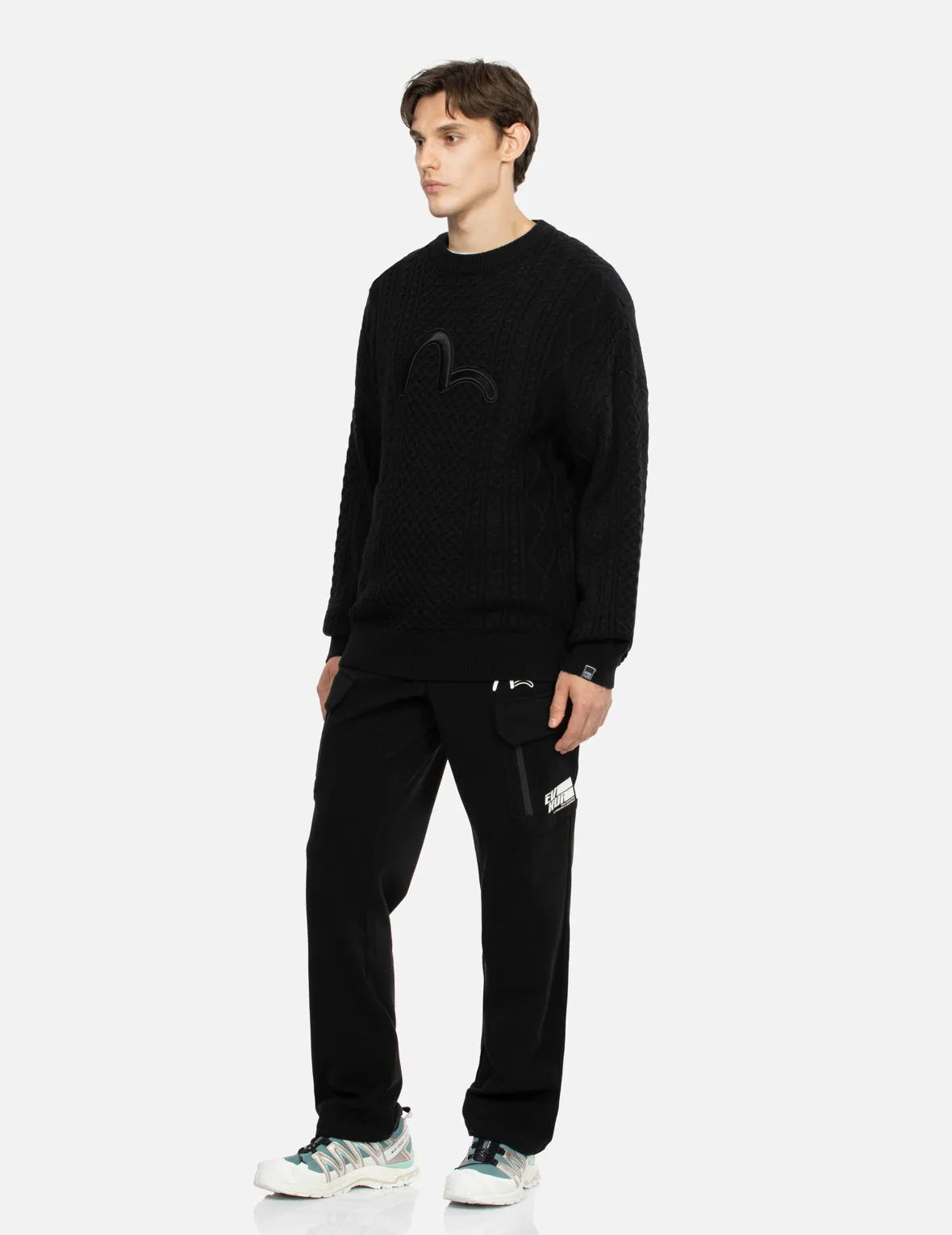 Seagull Embroidery Cable Knit Regular Fit Sweater