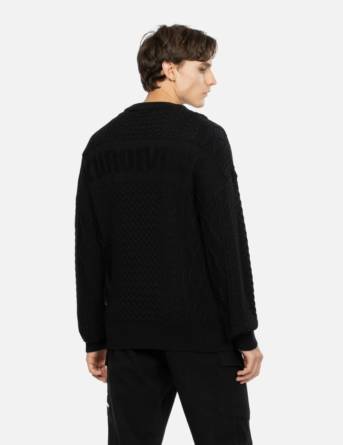 Seagull Embroidery Cable Knit Regular Fit Sweater