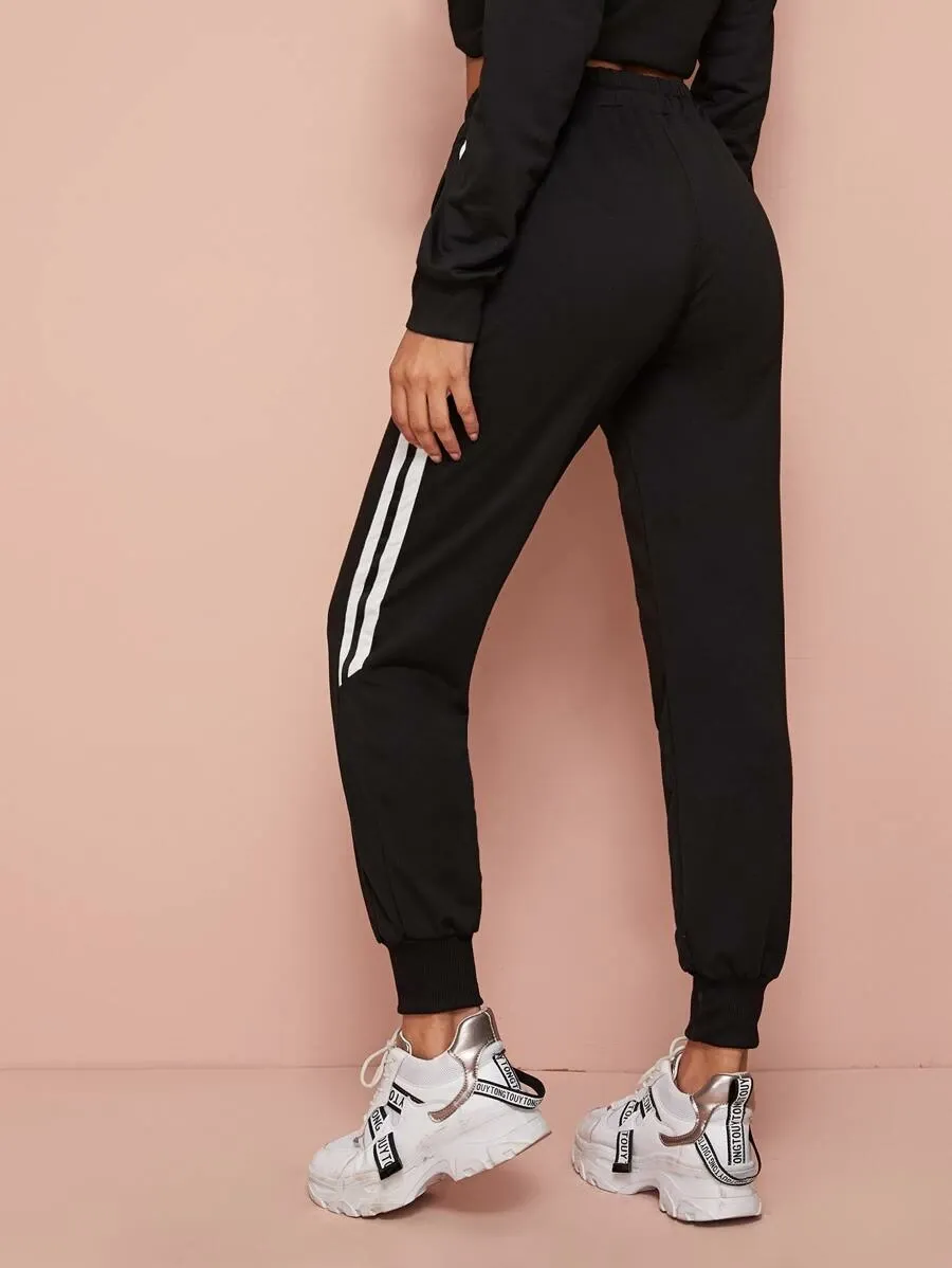 Side Stripe Drawstring Waist Sweatpants