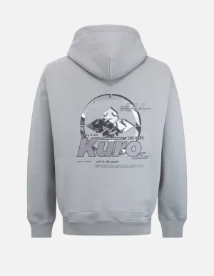 Snow Mountain-pattern Kamon Print Hooded Sweatshirt