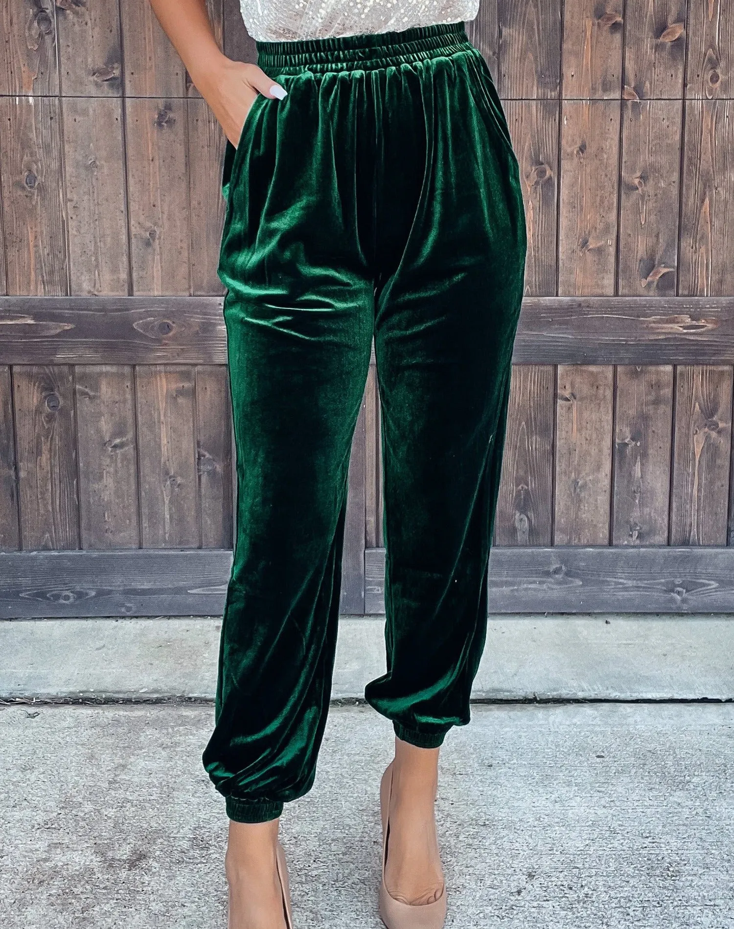 Solid Color Mid Waist Velvet Sweatpants (6 colors)