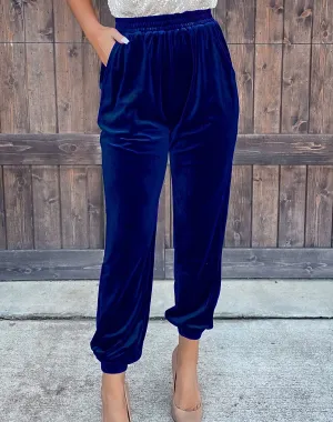 Solid Color Mid Waist Velvet Sweatpants (6 colors)