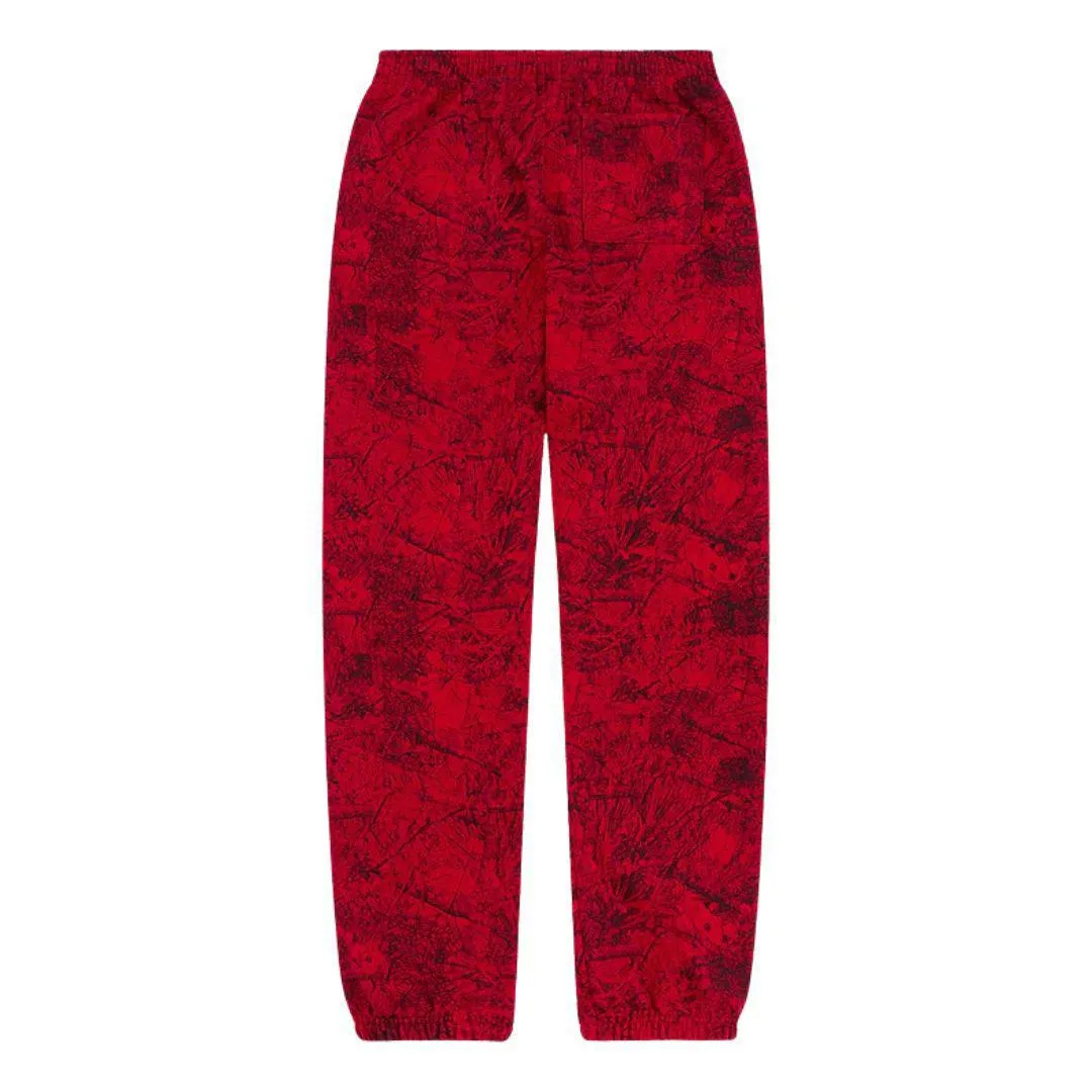 SP5DER OG WEB SWEATPANTS TREE CAMO RED FW24 RUNWAY EDITION