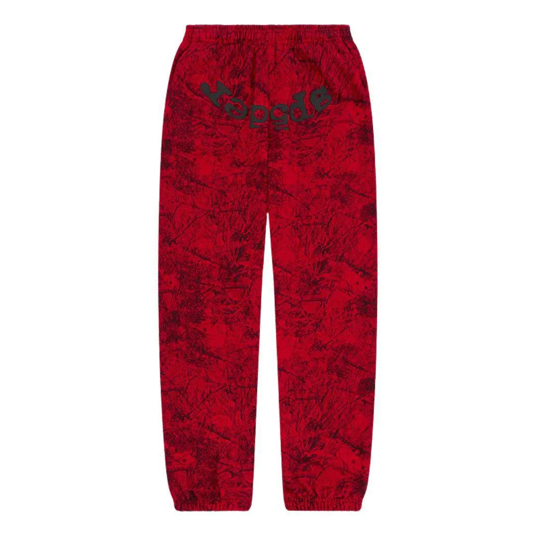 SP5DER OG WEB SWEATPANTS TREE CAMO RED FW24 RUNWAY EDITION