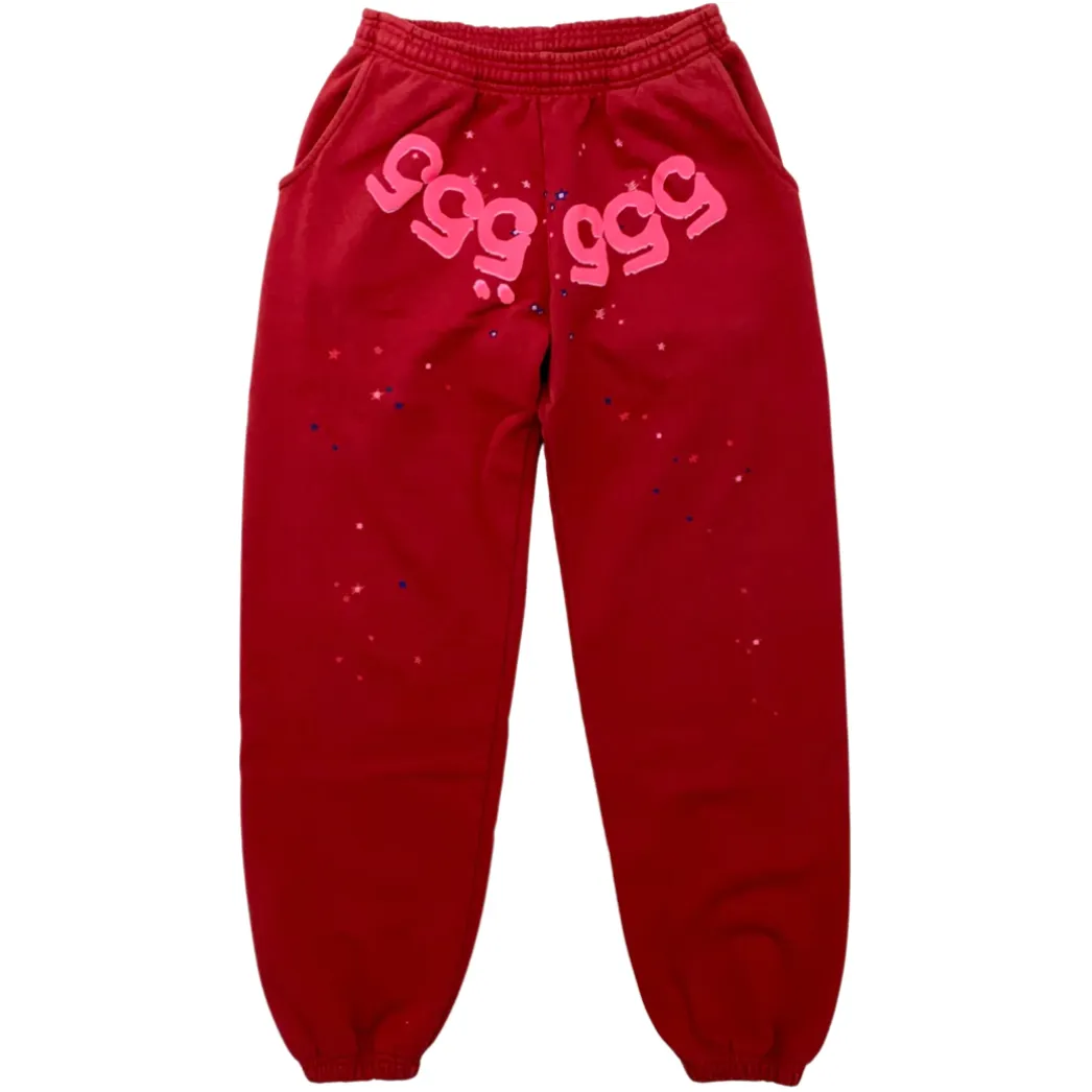 Sp5der Worldwide Red Angel Number 555 Sweatpants Red