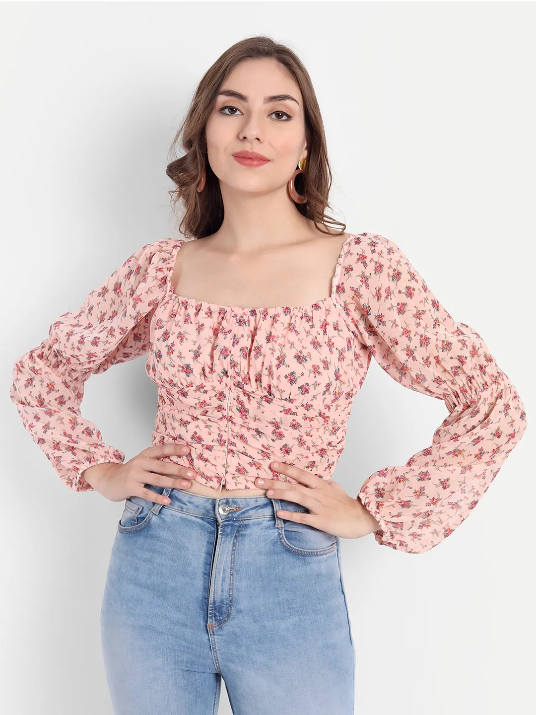 Spring fling beige floral top