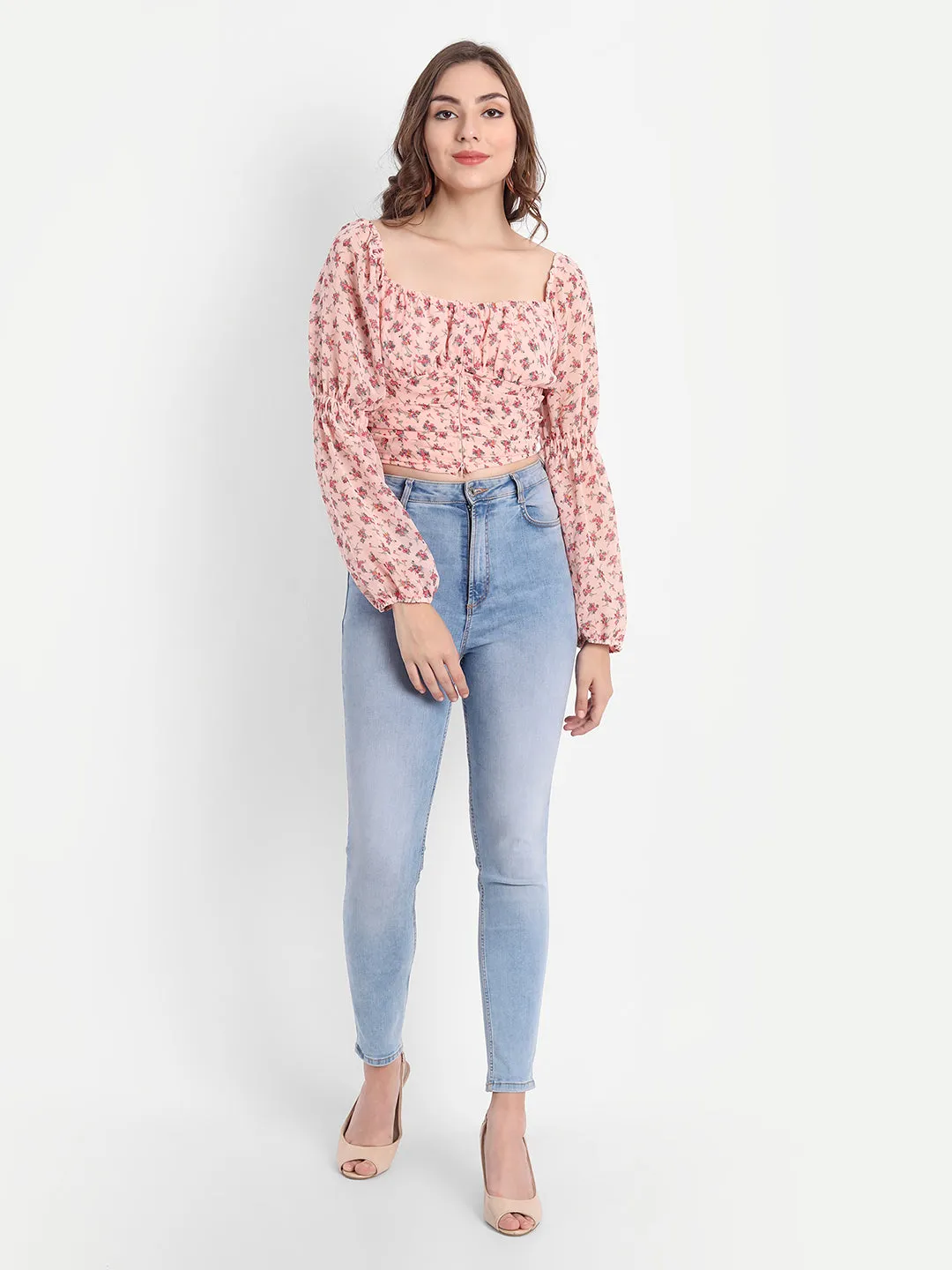 Spring fling beige floral top