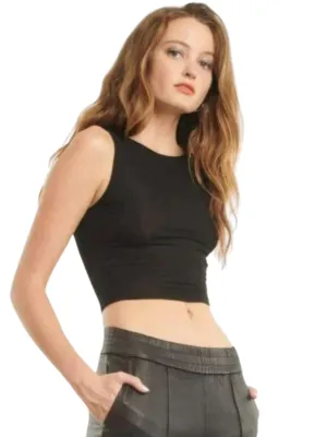 SPRWMN CROPPED MUSCLE TANK BLACK