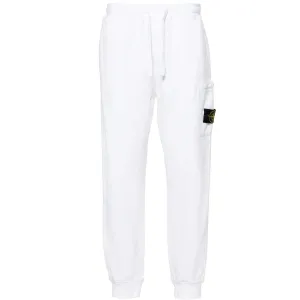 Stone Island White Cuffed Sweatpants