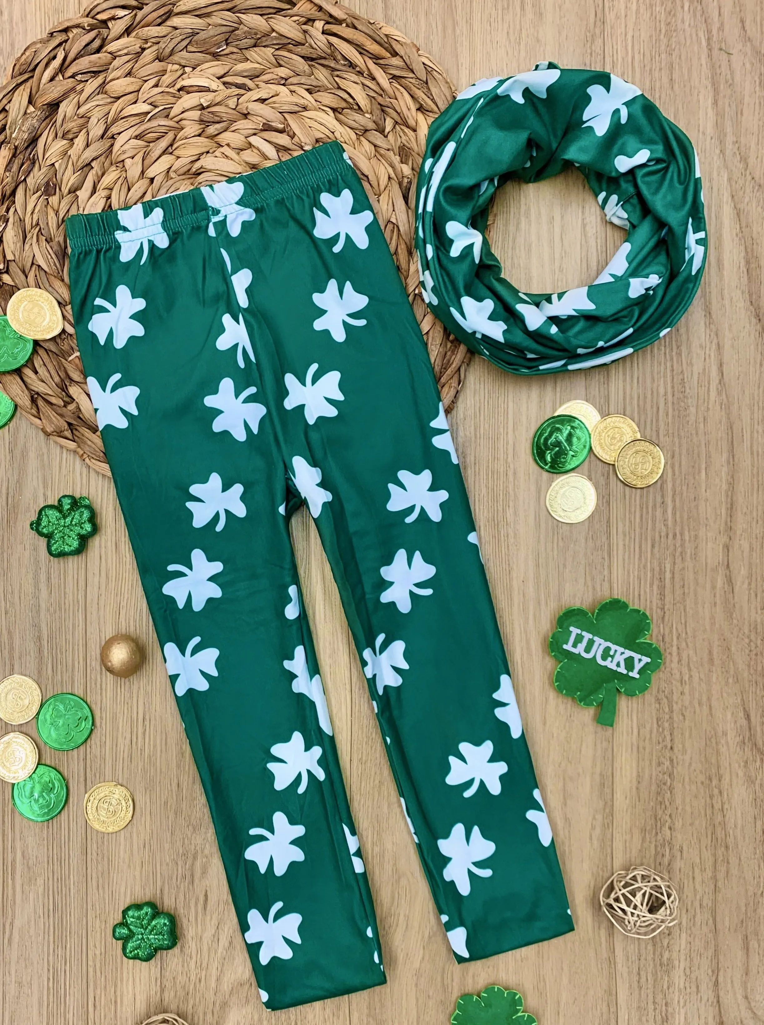 Sweet Shamrock Scarf and Legging Set