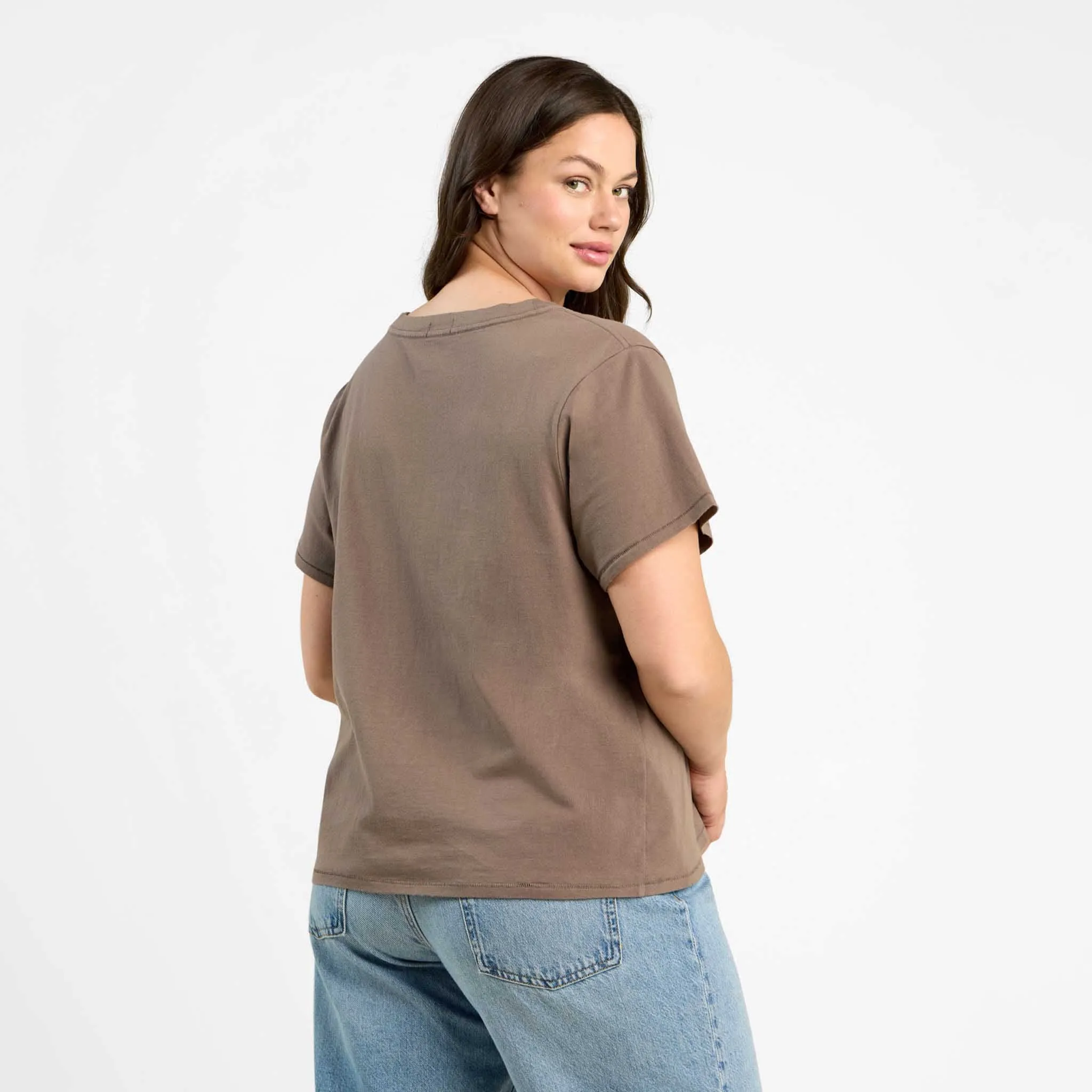 Vintage Cotton V-Neck Everyday T-Shirt | Mocha