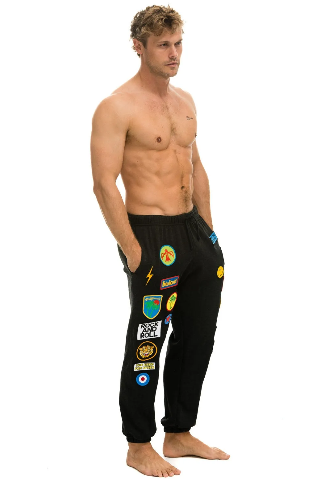 VINTAGE PATCH SWEATPANTS - BLACK