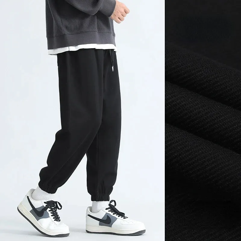 Wiaofellas  - Autumn Men New High Waist Joggers Male Loose Casual Trousers Sweatpants Men Solid Color Casual Workout Sweatpants W222