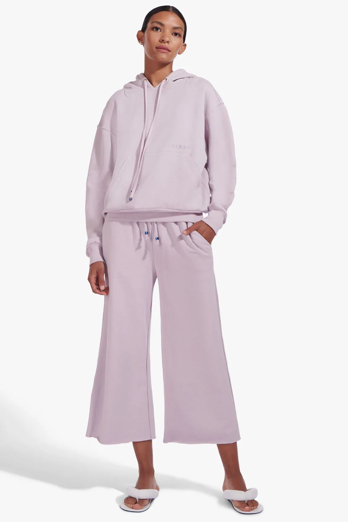 WIDE LEG CROPPED SWEATPANTS | LAVENDER