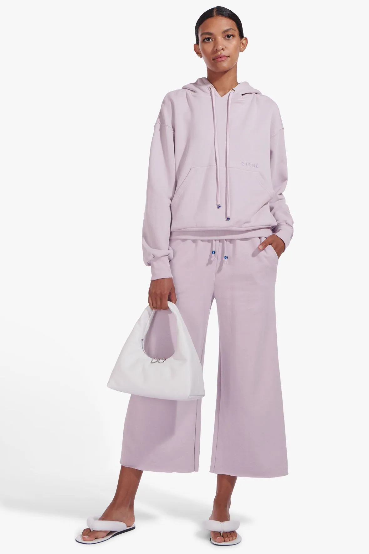 WIDE LEG CROPPED SWEATPANTS | LAVENDER