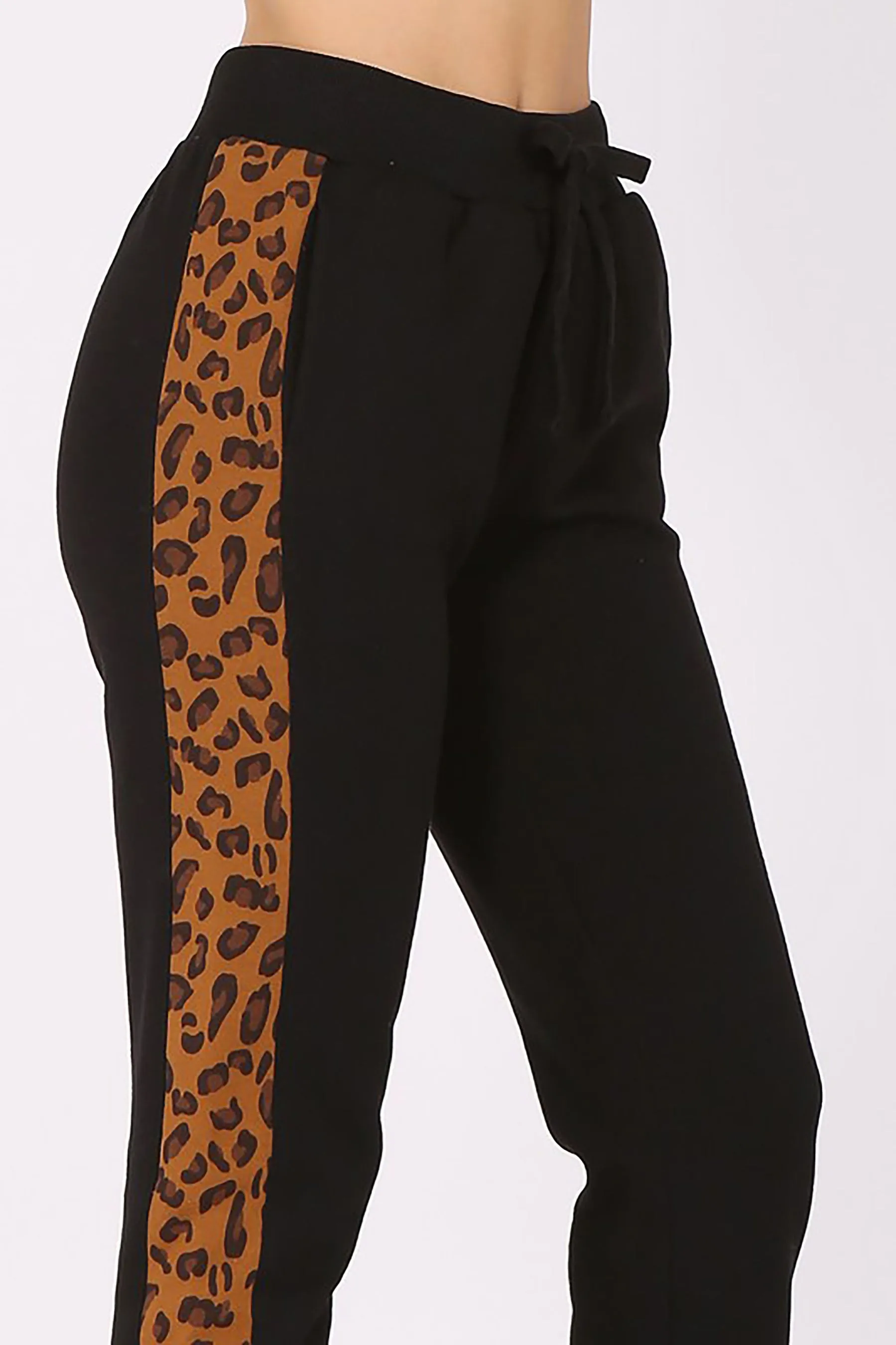 Women's Leopard Print Stripe Jogger Sweatpants